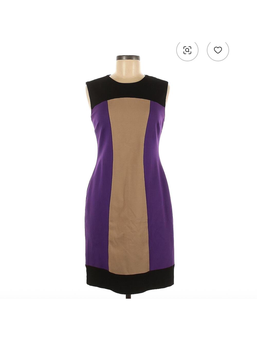 Cache Colorblock Purple Cocktail Dress Size 8